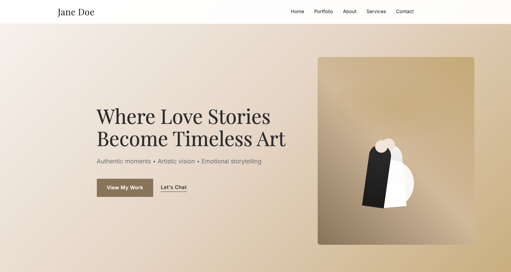 Jane Doe Photography website preview